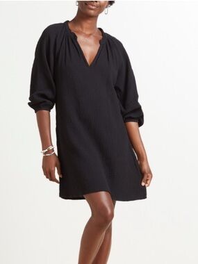Nation Ltd Nala Peasant Dress in Black Cotton Gauze Size Medium